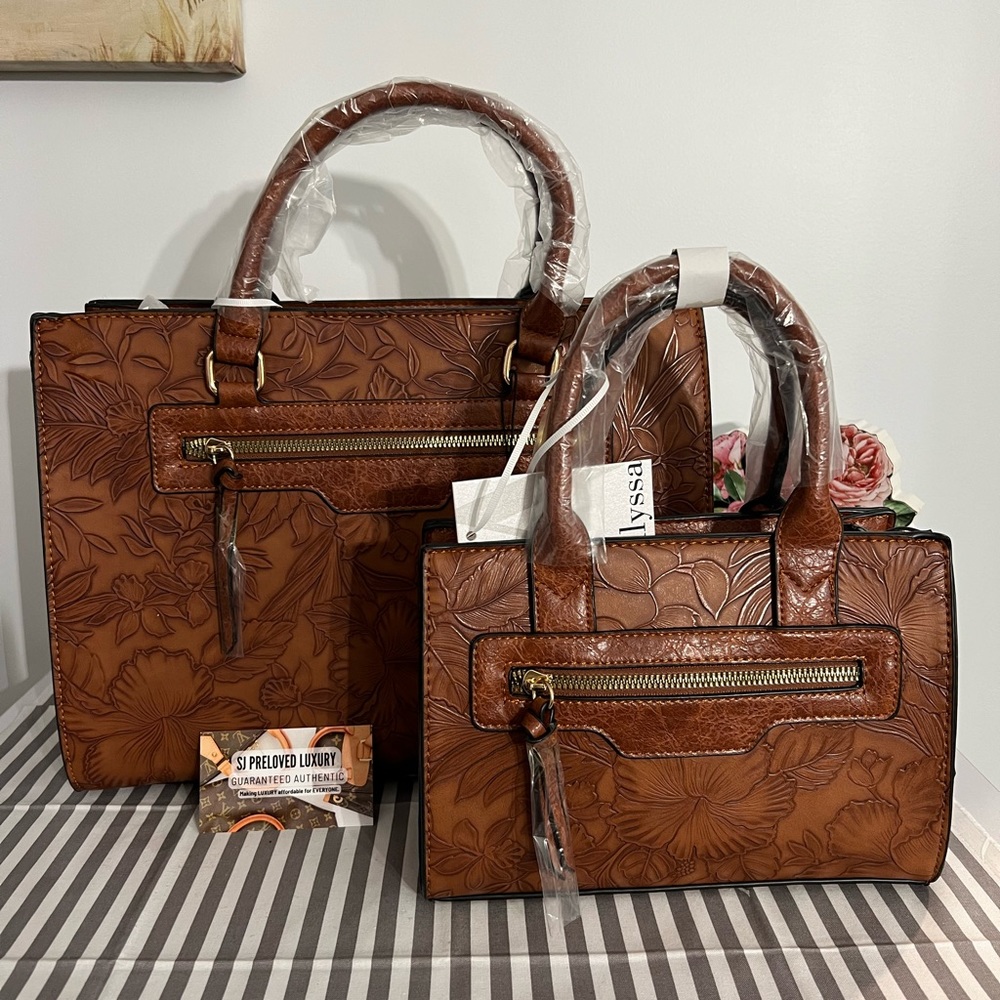 2 for 1 Beautiful Floral Embossed Mommy & Me Satchels